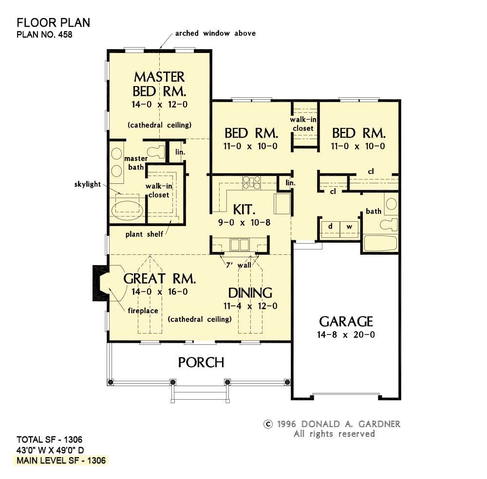 3 Bedroom Cozy Cottage House Plan Front Great Room Dining   120715 