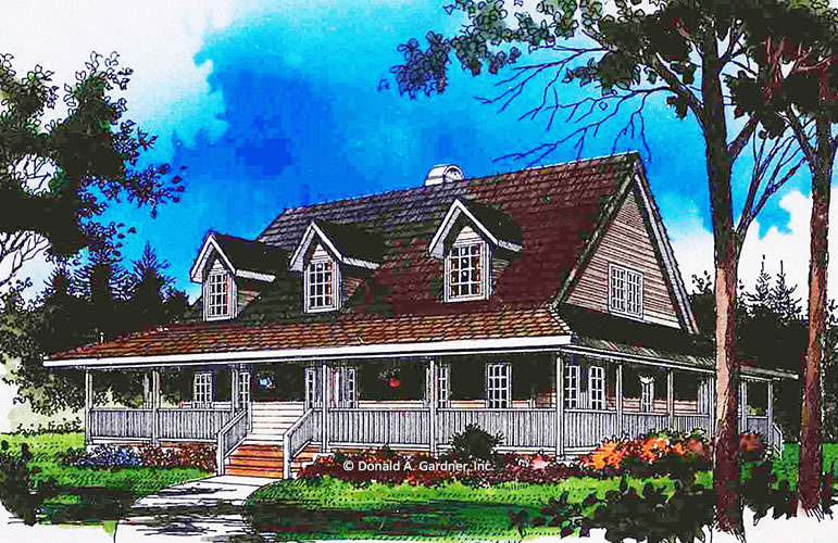 Simple Farmhouse Home Plans | Wrap-Around Porch House Plans